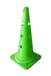 Capetan® 50 cm hohes grünes Markierungshütchen oben mit Einkerbungen für Stangen, mit 12 Löchern an der Seite 