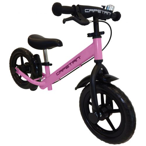 Capetan® Neptun Pinkfarbenes mit Bremse versehenes Laufrad mit 12" Rädern mit Schutzblech und Klingel – Kinderfahrrad ohne Pedal