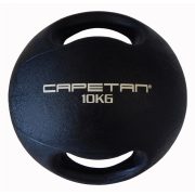   Capetan® Professional Line Dual Grip 10 kg Medizinball aus Gummi mit zwei Griffen (auf Wasser schwimmend) – 10 kg Cross Training Medizinball mit Griffen
