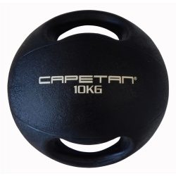   Capetan® Professional Line Dual Grip 10 kg Medizinball aus Gummi mit zwei Griffen (auf Wasser schwimmend) – 10 kg Cross Training Medizinball mit Griffen