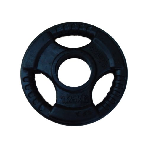 Capetan® Professional Line Olympic Tri Grip gummiüberzogene 1,25 kg Hantelgewicht aus Stahl – Hantelscheibe mit 51 mm Lochdurchmesser und Griffen