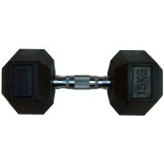 Capetan® Professional Line 15 kg HEX Einhand-kurzhantel für Fitnessraum mit gummierten Köpfen und verchromtem Griff – gummierte Hexagonhantel Capetan® Professional Line 15 kg HEX Einhand-kurzhantel für Fitnessraum mit gummierten Köpfen und verchromtem Griff – gummierte Hexagonhantel
