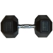   Capetan® Professional Line 22,5 kg HEX Einhand-kurzhantel für Fitnessraum mit gummierten Köpfen und verchromtem Griff – gummierte Hexagonhantel