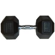 Capetan® Professional Line 22,5 kg HEX Einhand-kurzhantel für Fitnessraum mit gummierten Köpfen und verchromtem Griff – gummierte Hexagonhantel Capetan® Professional Line 22,5 kg HEX Einhand-kurzhantel für Fitnessraum mit gummierten Köpfen und verchromtem Griff – gummierte Hexagonhantel