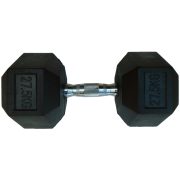 Capetan® Professional Line 27,5 kg HEX Einhand-kurzhantel für Fitnessraum mit gummierten Köpfen und verchromtem Griff – gummierte Hexagonhantel Capetan® Professional Line 27,5 kg HEX Einhand-kurzhantel für Fitnessraum mit gummierten Köpfen und verchromtem Griff – gummierte Hexagonhantel