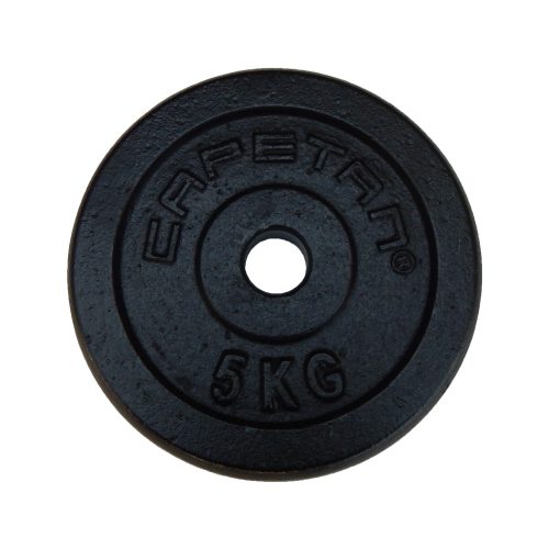 Capetan® 5 kg 31 mm Durchm. Hantelscheibe aus Stahl mit schwarz-seidenem Bezug – Hantelgewicht aus Eisen