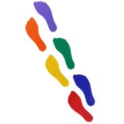  Capetan® Bodenmarkierungsset "Füße" aus rutschhemmendem Gummi – 18x8 cm, 6 unterschiedliche Farben